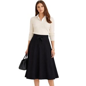 Caroll Womens Wool Blend Midi Skirt Sz 44 Large Old Money Flowy Classic Timeless